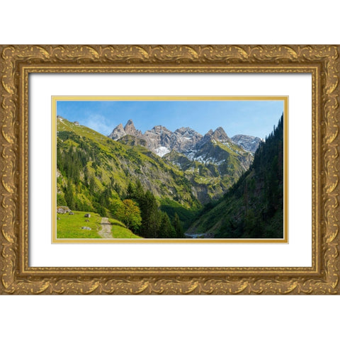 Mount Trettachspitze and mount Madelegabel in the Allgau Alps-Germany-Bavaria Gold Ornate Wood Framed Art Print with Double Matting by Zwick, Martin
