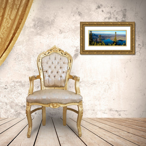 View from Mt-Jochberg near lake Walchensee towards lake Kochelsee and the foothills of the Bavarian Gold Ornate Wood Framed Art Print with Double Matting by Zwick, Martin