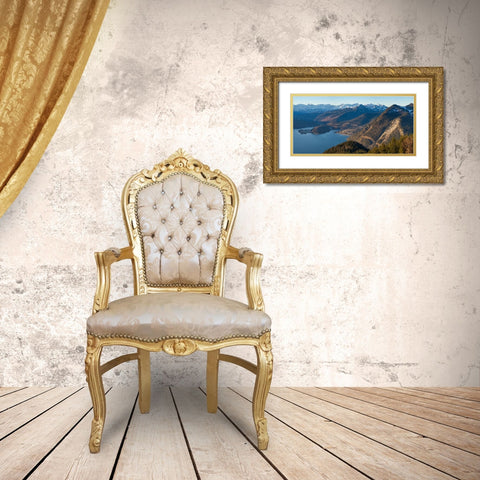 View from Mt-Jochberg near lake Walchensee towards lake Walchensee and Wetterstein mountain range-G Gold Ornate Wood Framed Art Print with Double Matting by Zwick, Martin