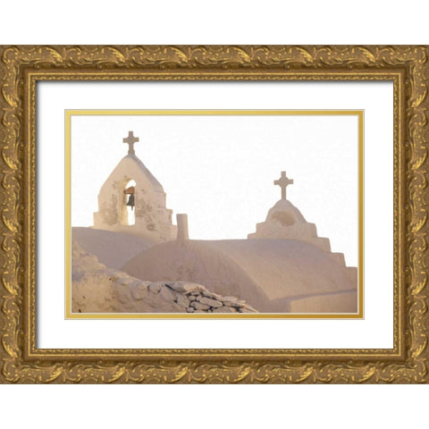 Greece, Cyclades, Mykonos Bell of a Church Gold Ornate Wood Framed Art Print with Double Matting by Noble Gardner, Nancy