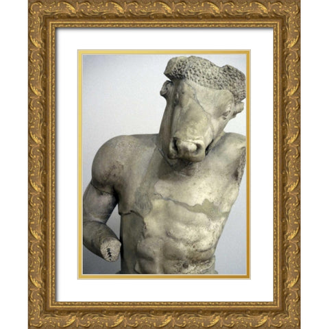 Greece, Athens Marble statue of a Minotaur Gold Ornate Wood Framed Art Print with Double Matting by Noble Gardner, Nancy