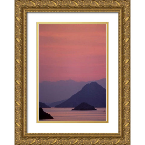 Greece, Island of Hydra, small islands at sunset Gold Ornate Wood Framed Art Print with Double Matting by Noble Gardner, Nancy