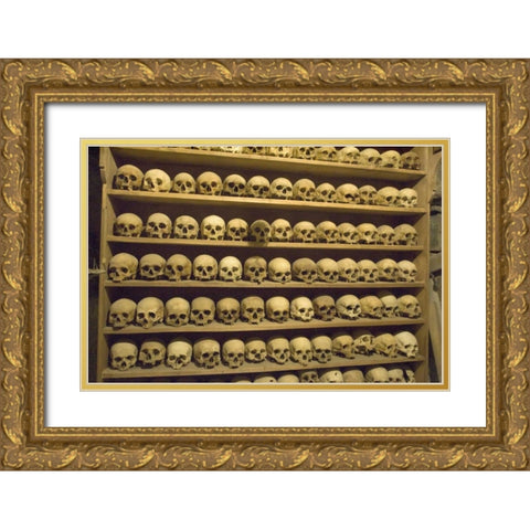 Greece, Meteora Skull at Grand Meteora Monastery Gold Ornate Wood Framed Art Print with Double Matting by Young, Bill