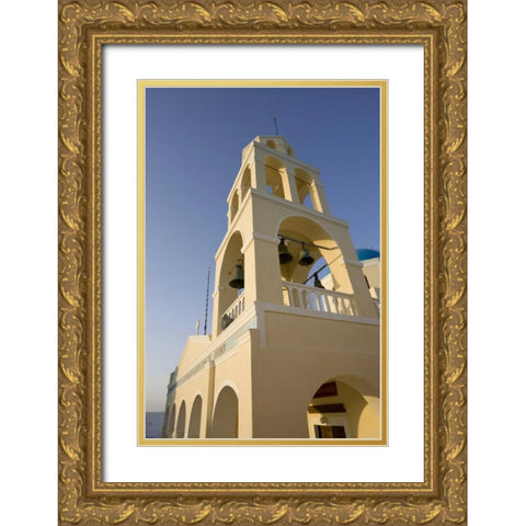 Greece, Santorini, Oia Bell tower of a church Gold Ornate Wood Framed Art Print with Double Matting by Young, Bill