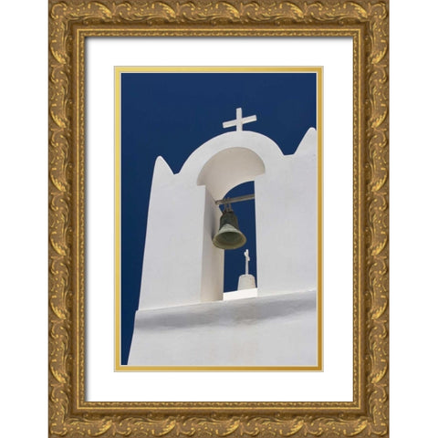 Greece, Santorini White church bell tower Gold Ornate Wood Framed Art Print with Double Matting by Young, Bill