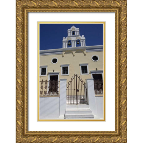 Greece, Santorini Gate to Greek Orthodox church Gold Ornate Wood Framed Art Print with Double Matting by Young, Bill