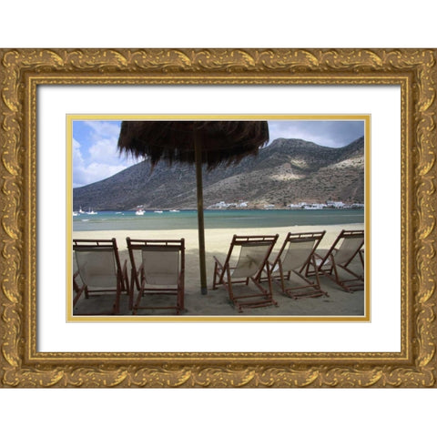 Greece, Cyclades, Sifnos Beach in Sifnos harbor Gold Ornate Wood Framed Art Print with Double Matting by Noble Gardner, Nancy