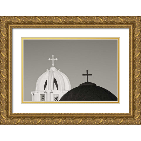 Greece, Santorini Church steeples and crosses Gold Ornate Wood Framed Art Print with Double Matting by Young, Bill