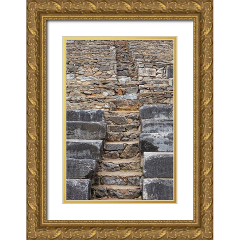 Greece-Philippi Stairs and seats at ruins of ancient stadium  Gold Ornate Wood Framed Art Print with Double Matting by Jaynes Gallery