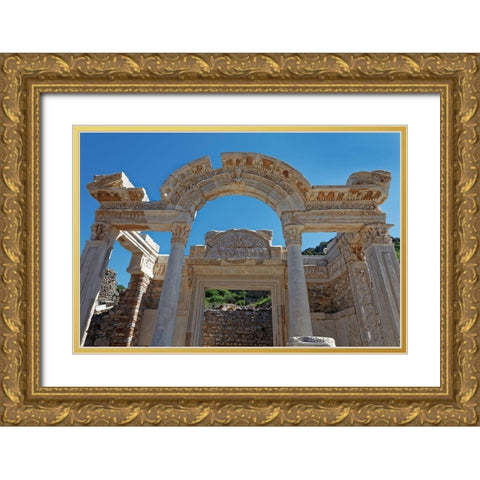 Turkey-Ephesus Temple of Hadrian in ancient Roman city  Gold Ornate Wood Framed Art Print with Double Matting by Jaynes Gallery