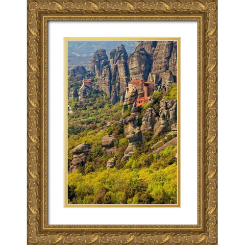 Greece-Meteora Greek Orthodox monasteries in the mountains Gold Ornate Wood Framed Art Print with Double Matting by Jaynes Gallery