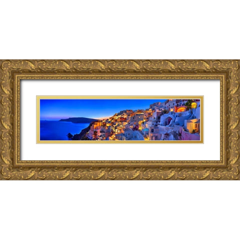 Santorini-Greece on the Mediterranean Sea Gold Ornate Wood Framed Art Print with Double Matting by Steve Mohlenkamp