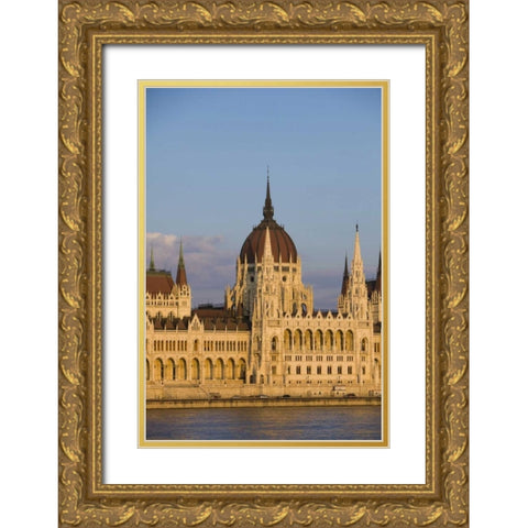 Hungary, Budapest Parliament Building Gold Ornate Wood Framed Art Print with Double Matting by Zuckerman, Jim
