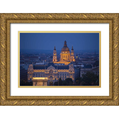 Hungary, Budapest St Stephens Cathedral Gold Ornate Wood Framed Art Print with Double Matting by Zuckerman, Jim