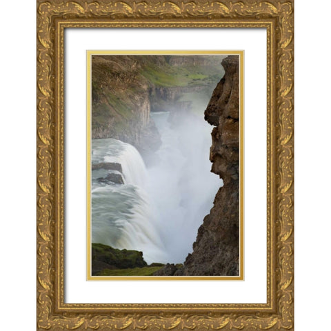 Iceland The Hvita River and Gullfoss waterfall Gold Ornate Wood Framed Art Print with Double Matting by Grall, Don
