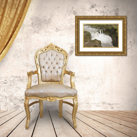 Iceland Hafragilsfoss waterfall Gold Ornate Wood Framed Art Print with Double Matting by Grall, Don