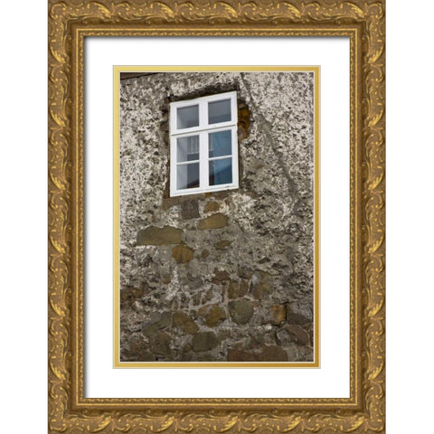 Iceland, Akureyri Window of an old stone house Gold Ornate Wood Framed Art Print with Double Matting by Grall, Don