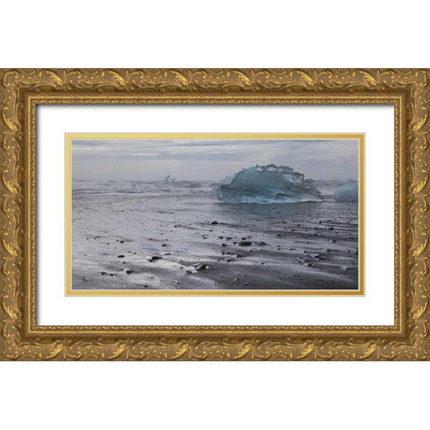 Iceland Iceberg pieces from Jokulsarlon Lagoon Gold Ornate Wood Framed Art Print with Double Matting by Young, Bill