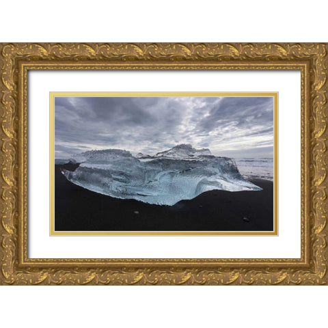 Iceland Iceberg piece from Jokulsarlon Lagoon Gold Ornate Wood Framed Art Print with Double Matting by Young, Bill