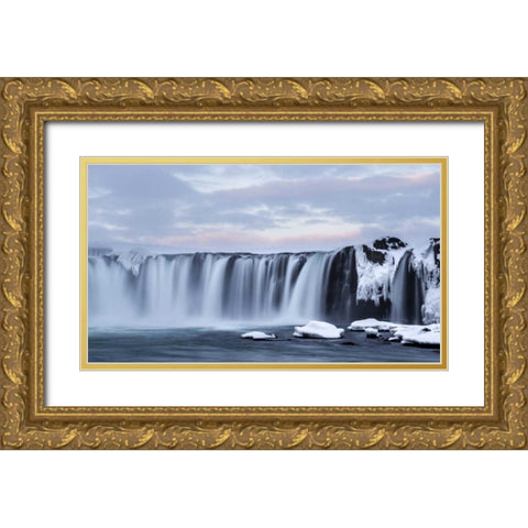 Iceland, Godafoss View of waterfall Gold Ornate Wood Framed Art Print with Double Matting by Young, Bill