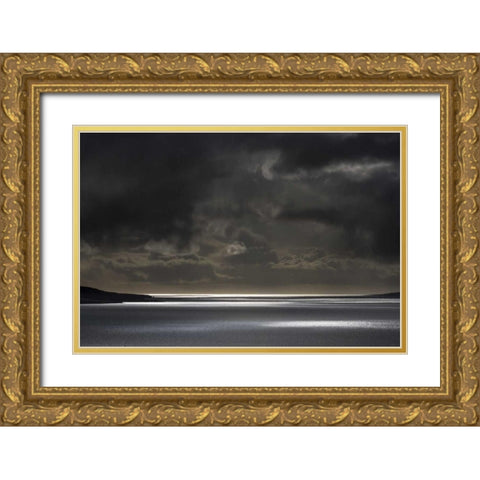 Iceland, Hvalfjordur Sunlight on ocean Gold Ornate Wood Framed Art Print with Double Matting by Young, Bill