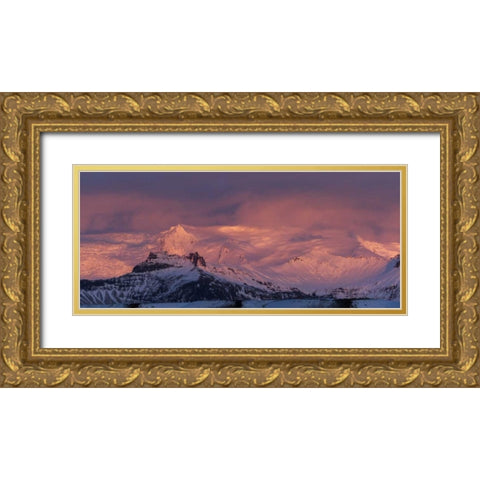 Iceland Landscape of glacier at sunset Gold Ornate Wood Framed Art Print with Double Matting by Young, Bill