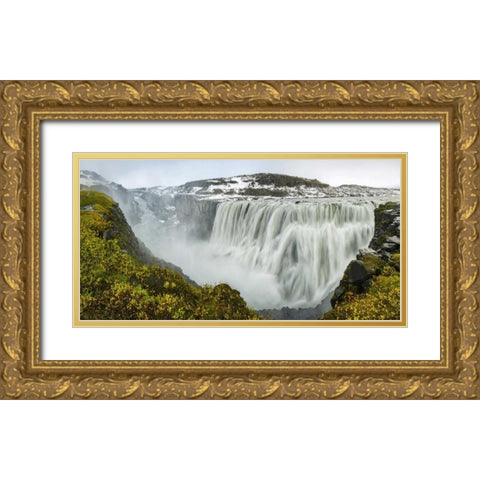 Iceland, Dettifoss Scenic of waterfall Gold Ornate Wood Framed Art Print with Double Matting by Kirkland, Dennis