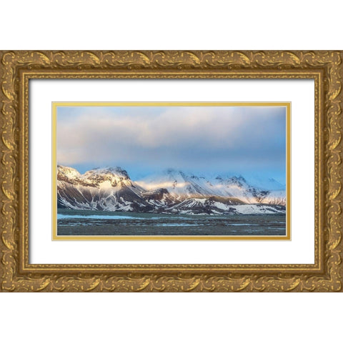 Iceland-Golden Circle Winter landscape at sunrise Gold Ornate Wood Framed Art Print with Double Matting by Jaynes Gallery