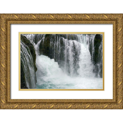 Sigoldu Waterfall-Iceland Gold Ornate Wood Framed Art Print with Double Matting by Su, Keren