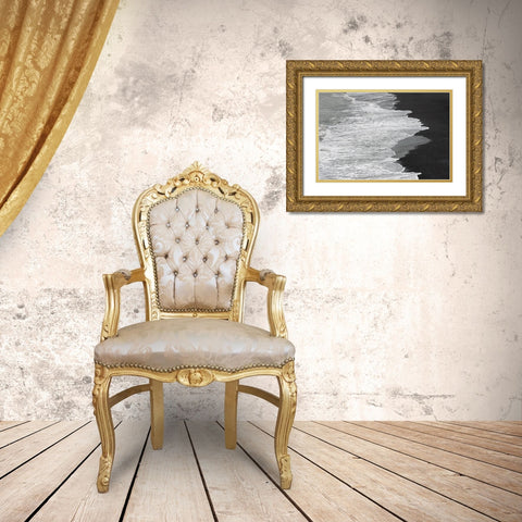 Beach at Dyrholaey-Vik-Iceland Gold Ornate Wood Framed Art Print with Double Matting by Su, Keren