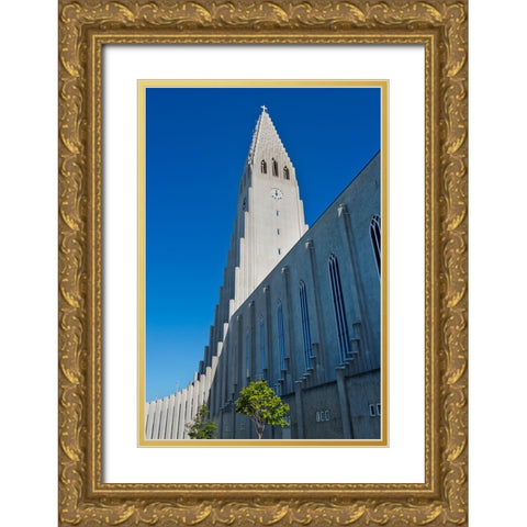 Hallgrimskirkja church-Reykjavik-Iceland Gold Ornate Wood Framed Art Print with Double Matting by Su, Keren