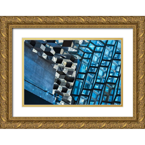 Inside Harpa Concert Hall and Conference Center inspired by the basalt landscape of Iceland-Reykjav Gold Ornate Wood Framed Art Print with Double Matting by Su, Keren