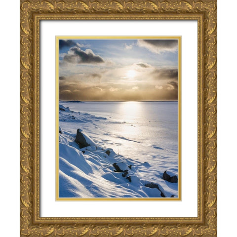 Landscape in the eastern fjords of Iceland between Hofn and Djupivogur Iceland Gold Ornate Wood Framed Art Print with Double Matting by Zwick, Martin