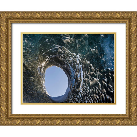 Ice cave at the northern shore of glacial lagoon Jokulsarlon in glacier Breidamerkurjokull Gold Ornate Wood Framed Art Print with Double Matting by Zwick, Martin