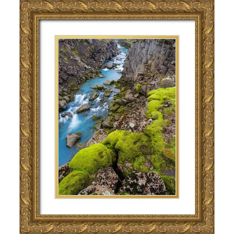 The highlands near the 4x4 track called Sprengisandur- Iceland Gold Ornate Wood Framed Art Print with Double Matting by Zwick, Martin