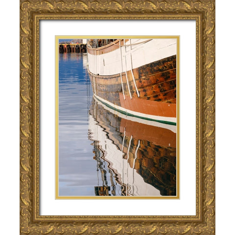 The Harbor. Town Husavik- a whale watching center in northern Iceland. Europe- Iceland Gold Ornate Wood Framed Art Print with Double Matting by Zwick, Martin