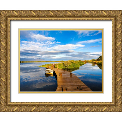 View over Skjalfandi Bay close to Husavik. Europe- Iceland Gold Ornate Wood Framed Art Print with Double Matting by Zwick, Martin