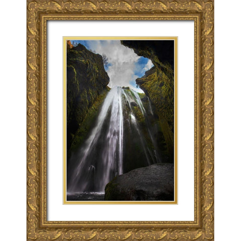 Waterfall on the southern coast of Iceland Gold Ornate Wood Framed Art Print with Double Matting by Steve Mohlenkamp