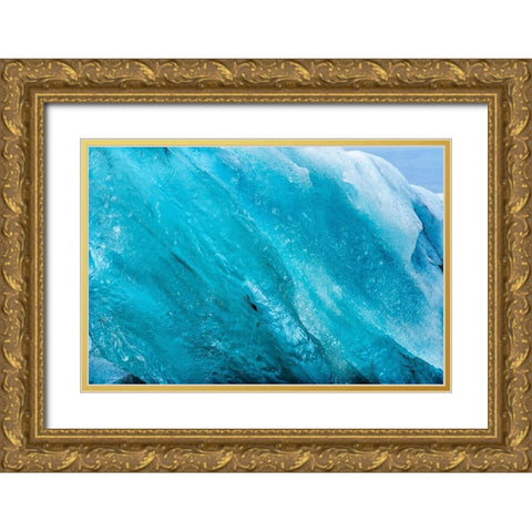 Iceberg close-up Diamond Beach Jokulsarlon Glacier Lagoon Vatnajokull National Park Gold Ornate Wood Framed Art Print with Double Matting by Perry, William