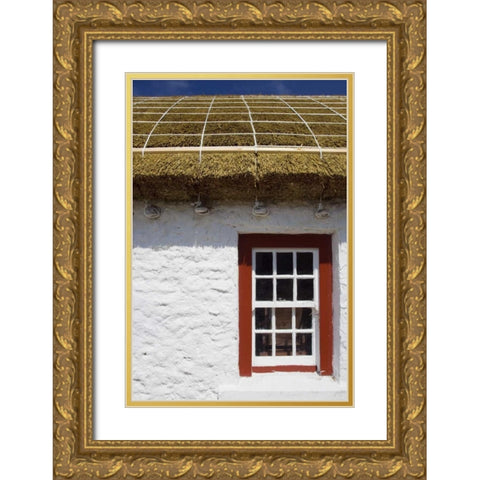 Ireland Replica of a thatched-roof cottage Gold Ornate Wood Framed Art Print with Double Matting by Kaveney, Wendy