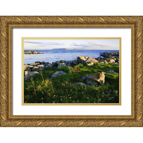 Ireland, Galway Bay Bay in late afternoon light Gold Ornate Wood Framed Art Print with Double Matting by Flaherty, Dennis