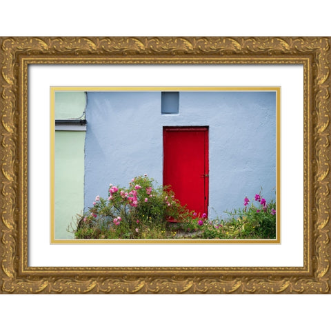 Europe-Ireland-Eyeries-Exterior of weathered house Gold Ornate Wood Framed Art Print with Double Matting by Jaynes Gallery