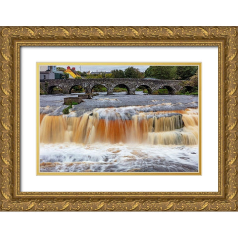 Ennistymon Falls on the Cullenagh River in Ennistymon-Ireland Gold Ornate Wood Framed Art Print with Double Matting by Haney, Chuck