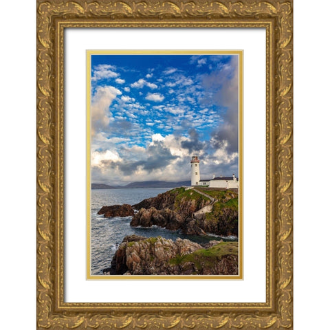 Fanad Head Lighthouse in County Donegal-Ireland Gold Ornate Wood Framed Art Print with Double Matting by Haney, Chuck