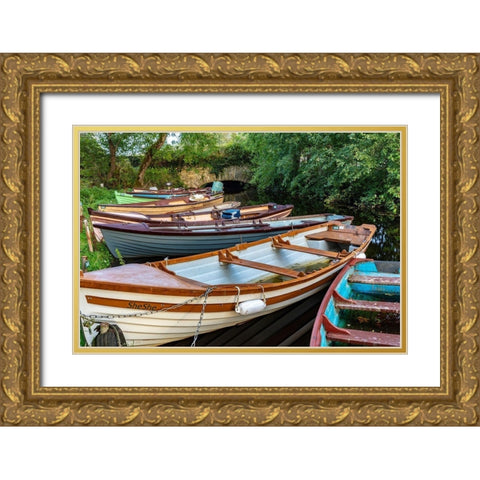 Old wooden boats in Killarney National Park-Ireland Gold Ornate Wood Framed Art Print with Double Matting by Haney, Chuck