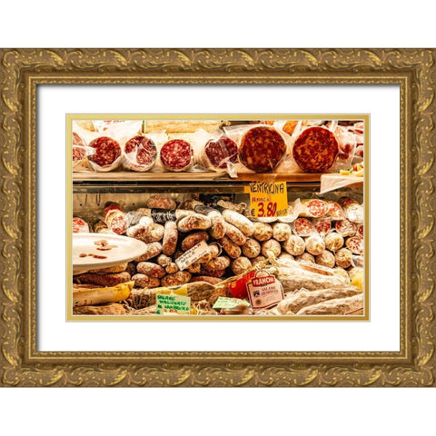 Italy-Rome Piazza della Rotunda-meat at Salami Antica Gold Ornate Wood Framed Art Print with Double Matting by Jones, Alison