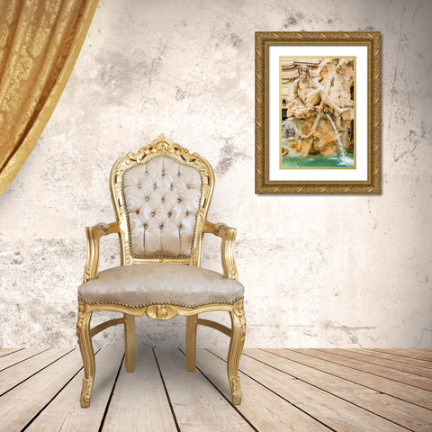 Italy-Rome Piazza Navona-Fountain of the Four Rivers  Gold Ornate Wood Framed Art Print with Double Matting by Jones, Alison