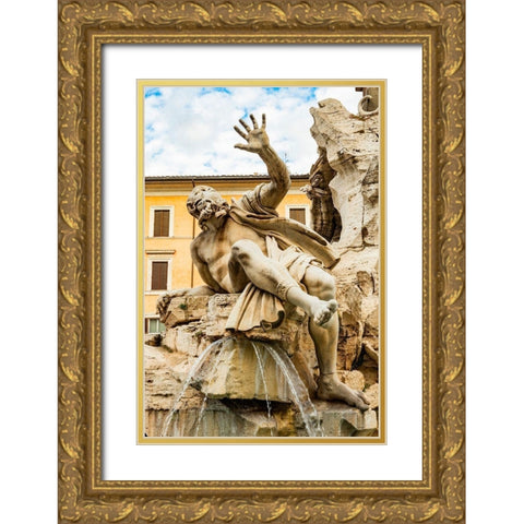Italy-Rome Piazza Navona-Fountain of the Four Rivers  Gold Ornate Wood Framed Art Print with Double Matting by Jones, Alison