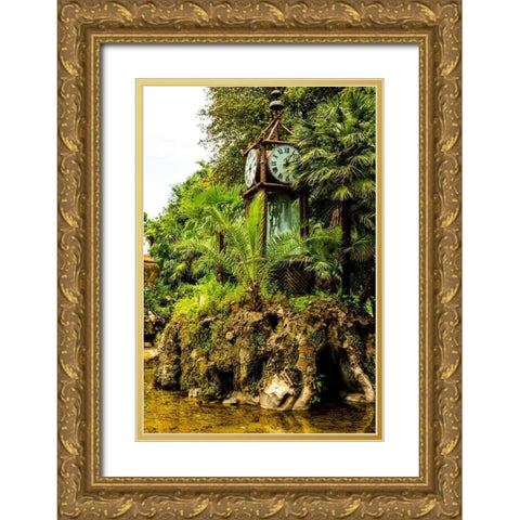 Italy-Rome Pincio-Pincian Hill-Villa Borghese Gardens-Clepsydra-Orologio ad Acqua-Water Clock  Gold Ornate Wood Framed Art Print with Double Matting by Jones, Alison