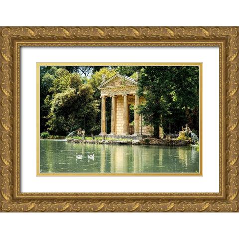 Italy-Rome Pincio (Pincian Hill)-Villa Borghese Garden-Laghetto de Villa Borghese Gold Ornate Wood Framed Art Print with Double Matting by Jones, Alison